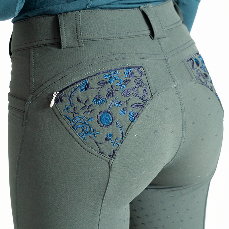 Montar Alina Ladies Full Silicone Seat Breeches - Darkest Spruce -3